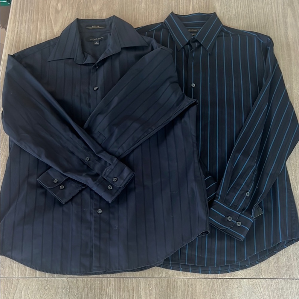 Men’s Black and Blue Dress Shirts with Elegant Pinstripes